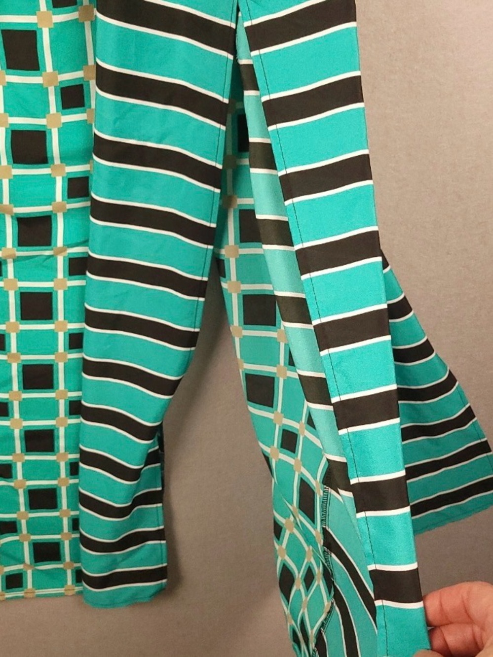Michael Kors Teal and Black Geometric Stripe Maxi Dress Small - Picture 5 of 11